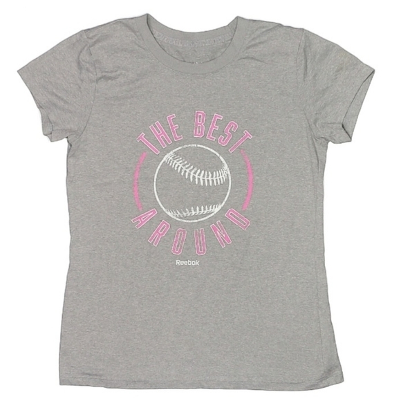 Reebok Other - Reebok "The Best Around" Grey Baseball Tee T-Shirt Girl's Large L (12-14) Sporty
